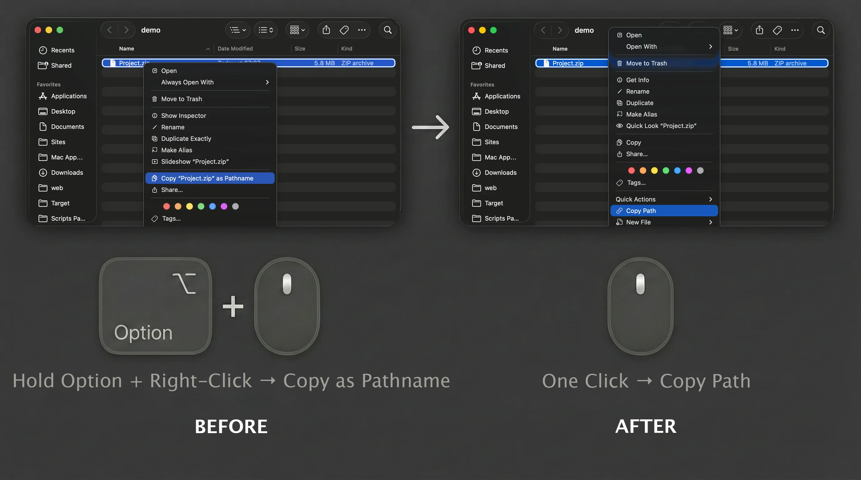 Copy Path Feature