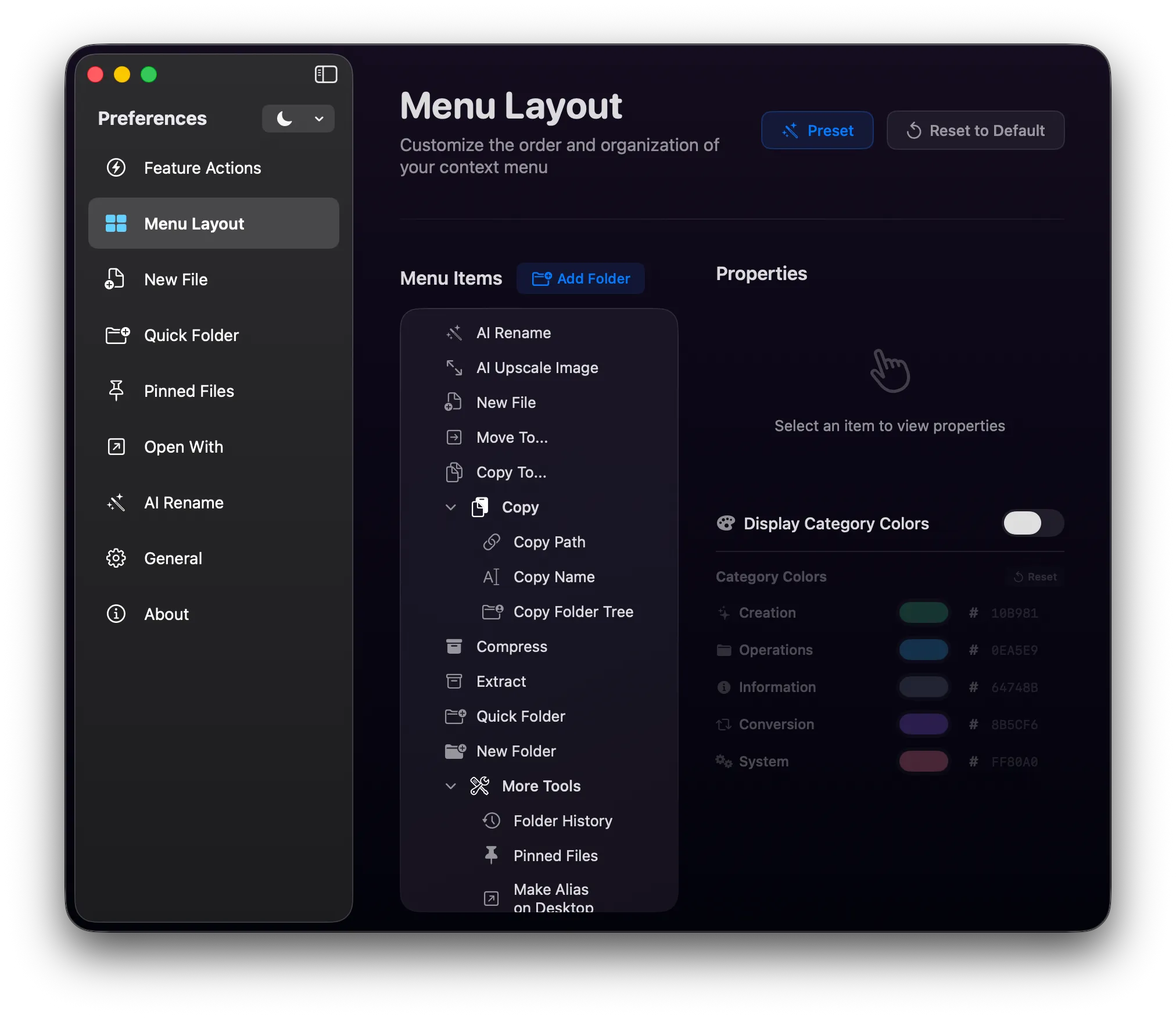 Menu Editor - Folder Grouping